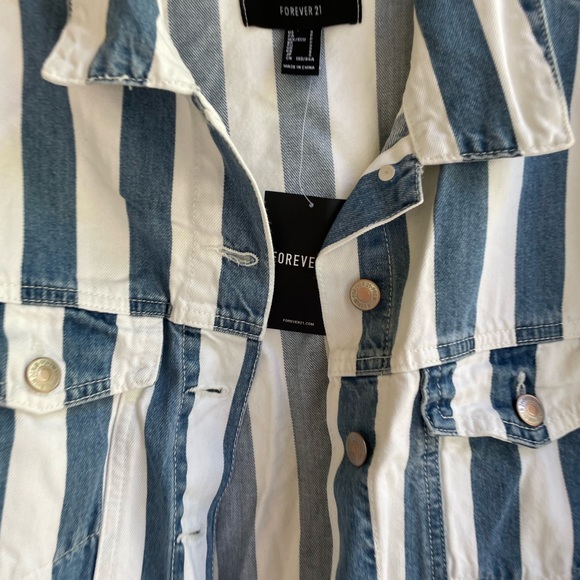 Forever 21 Striped Jean Jacket // New with Tags NWT - Picture 2 of 5